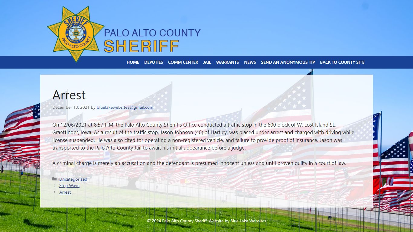 Arrest - Palo Alto County Sheriff