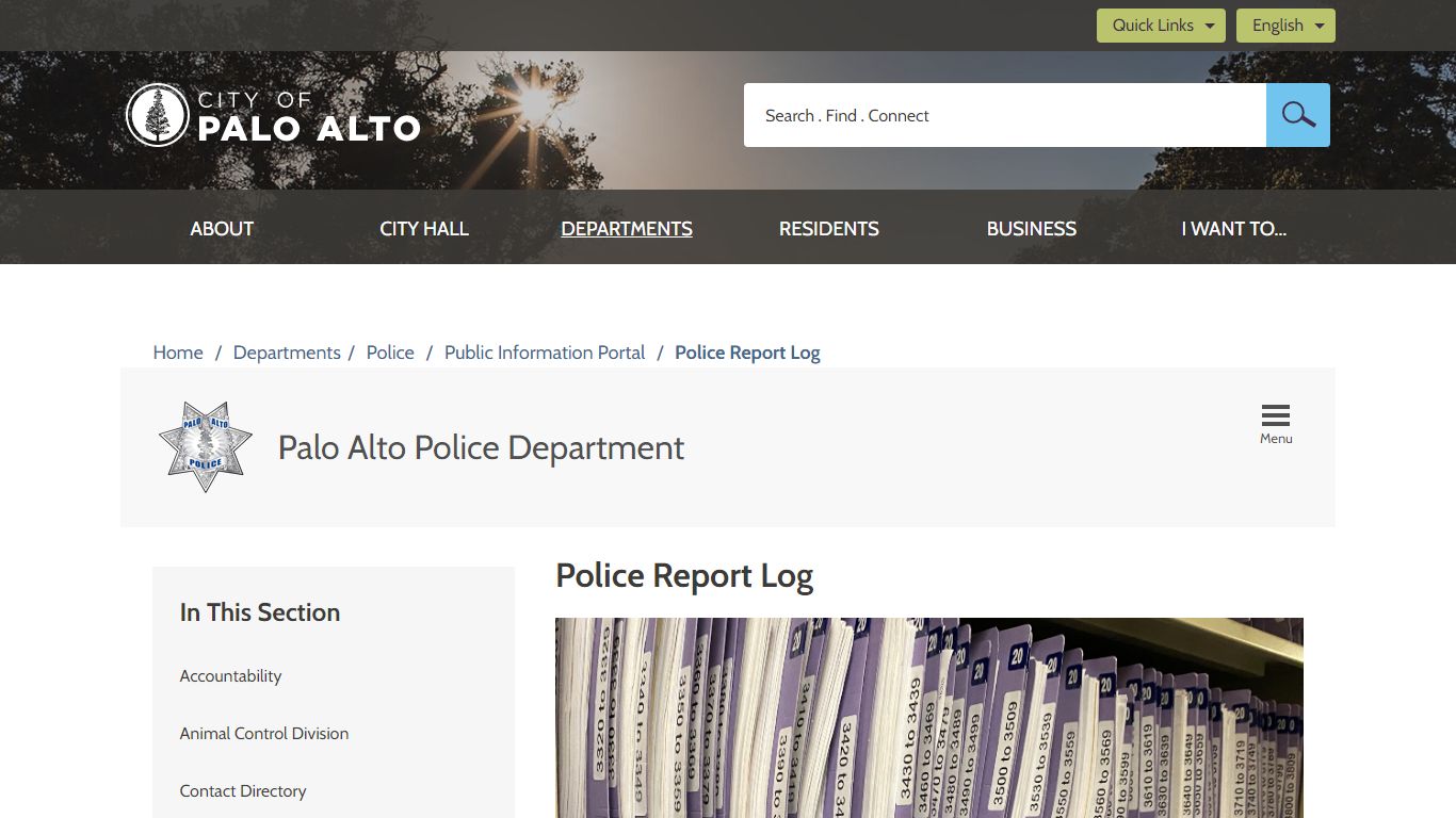 Police Report Log – City of Palo Alto, CA - Palo Alto, California