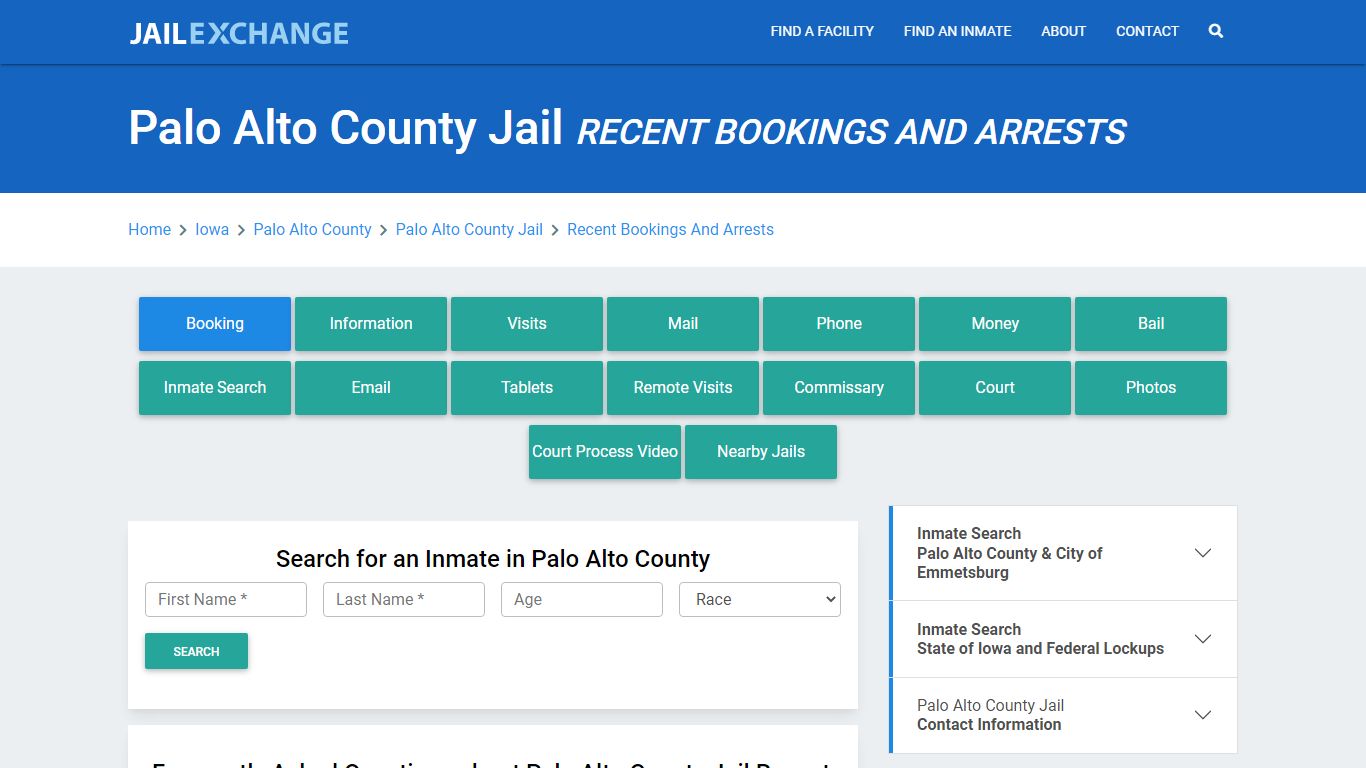 Palo Alto County Jail Recent Bookings And Arrests - Jail Exchange